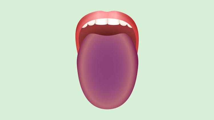 Illustration of a person sticking out a purple-coloured tongue