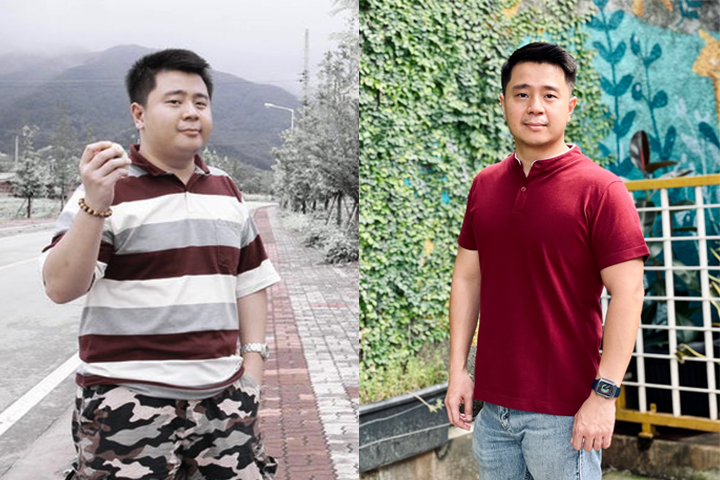 Before and after pictures of an Asian man’s weight loss transformation
