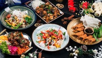 A display of Chinese New Year dishes