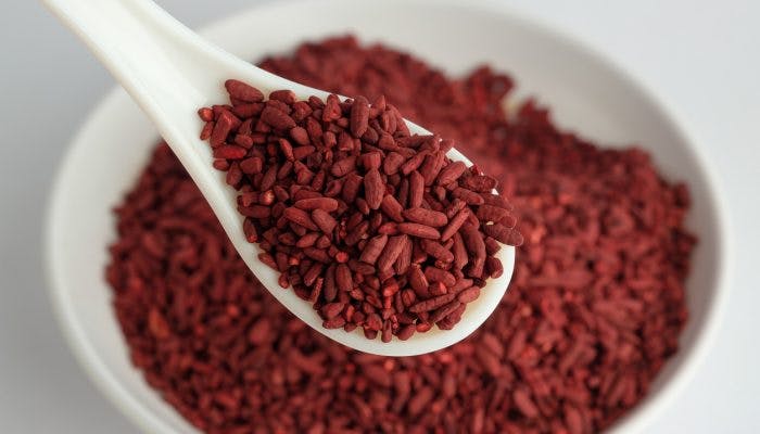 Close up of red yeast rice