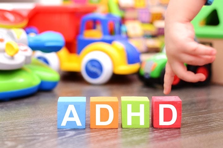 Coloured wood blocks spelling out ‘ADHD’