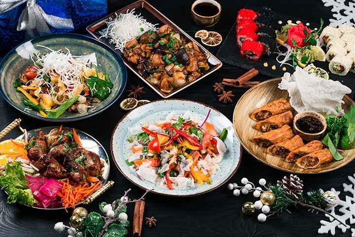 A display of Chinese New Year dishes
