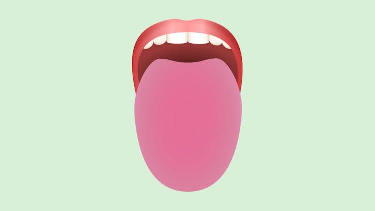 Illustration of a person sticking out a pink tongue